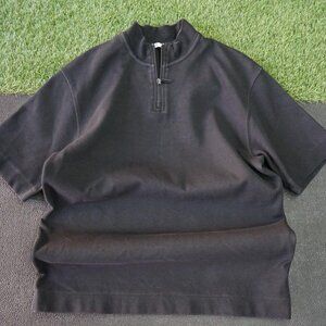 Zara Mock Neck Quarter Zip Short Sleeve T-Shirt